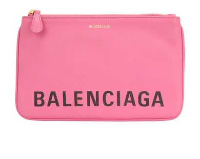 Balenciaga Logo Ville Pouch, &pound;220, Accessories, Pink, Leather, Front view